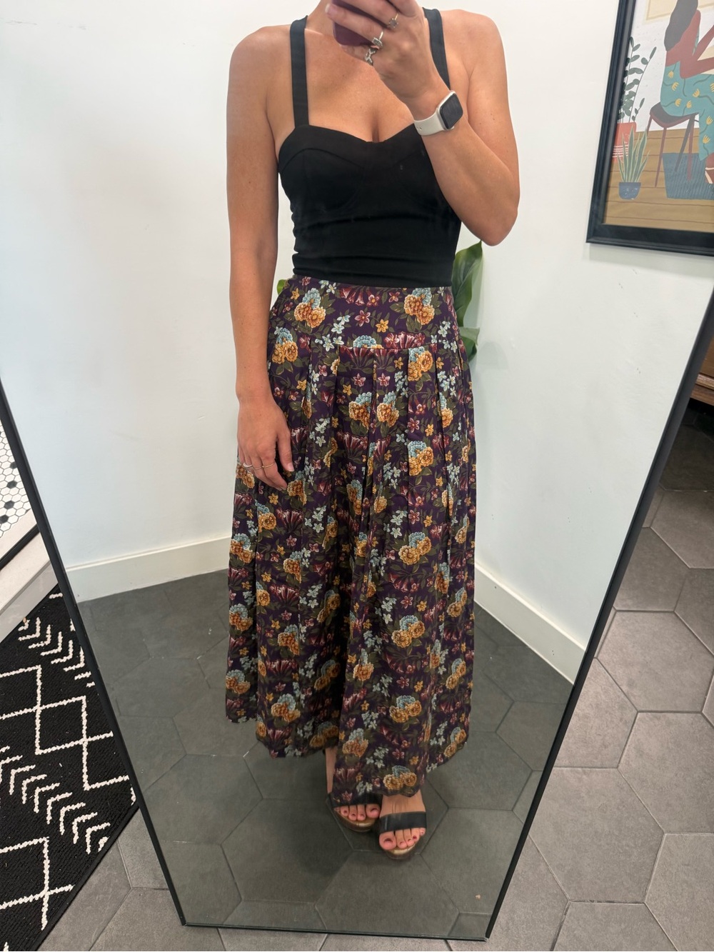 Vintage Charter Club Dark Purple Floral Maxi Skirt